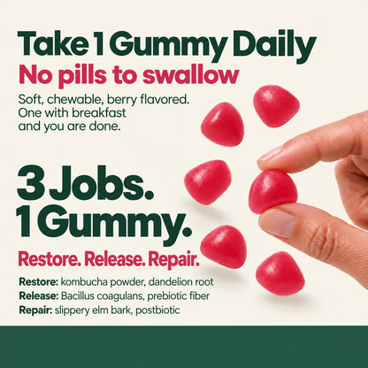 Probiotic Kombucha Gummies That Restore Stomach Acid Instead of Blocking It